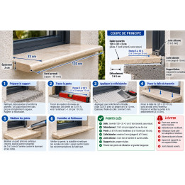 appuie de fenetre Margelle marche 120x33x3cm Premier Choix Mix light