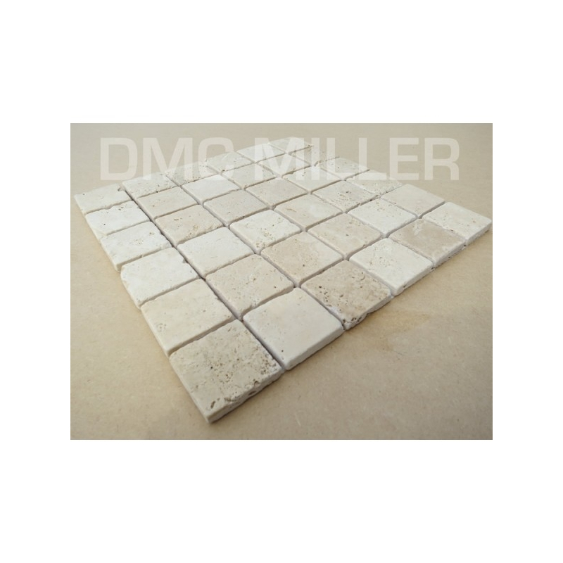 Mosaique Travertin Light 48x48 sur trame de 30x30x1cm