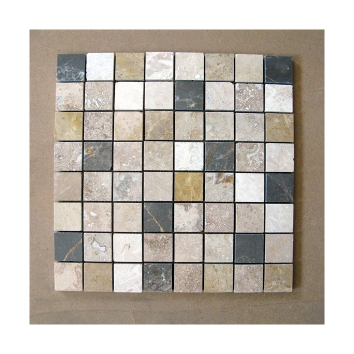 Mosaïque ASPEN - Mosaique Marbre Black & Brown 36 X 36 mm - DMCmiller
