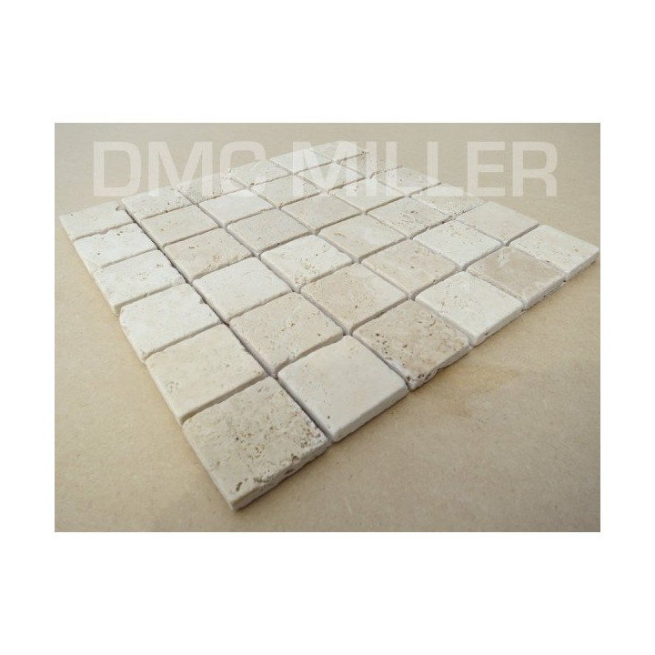 Mosaïque Travertin Light 48x48 sur trame de 30x30x1cm - DMCmiller