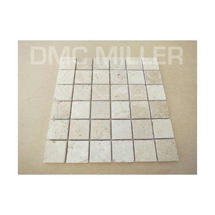 Mosaïque Travertin Light 48x48 sur trame de 30x30x1cm - DMCmiller